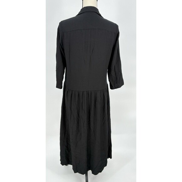 Ines De‎ La Fressange x Uniqlo Dress X Small Womens Black Button Shirt Midi - Picture 4 of 8